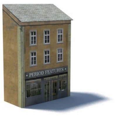 tan shop and city apartments ho scale