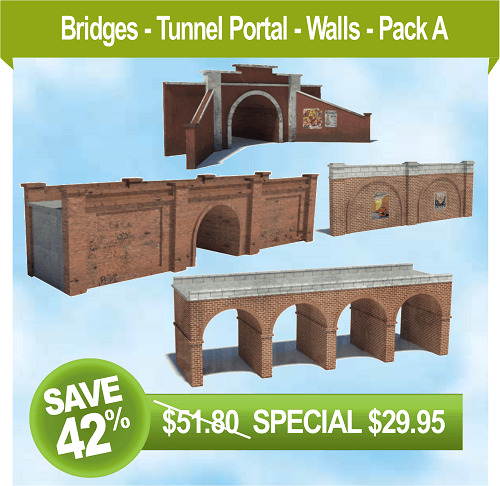 scale railroad models - wall - tunnel portal - bridges