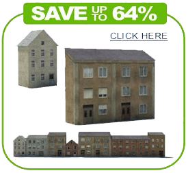 terraced houses paper models railroad buildings